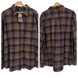 NWT EDDIE BAUER Mens 2XL Night Sky Ohio Plaid Brushed Twill Cotton Flannel Shirt